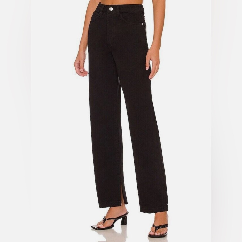 WEWOREWHAT Mom Slit Straight Jeans in Black|Revolve. Size 26